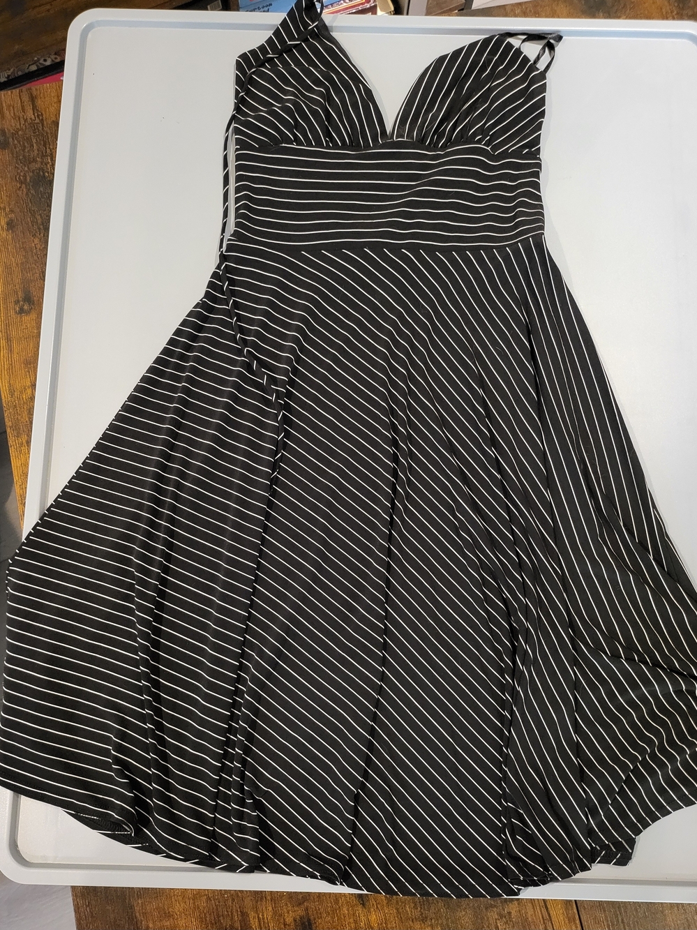 Studio Y Black & White Striped Midi Dress